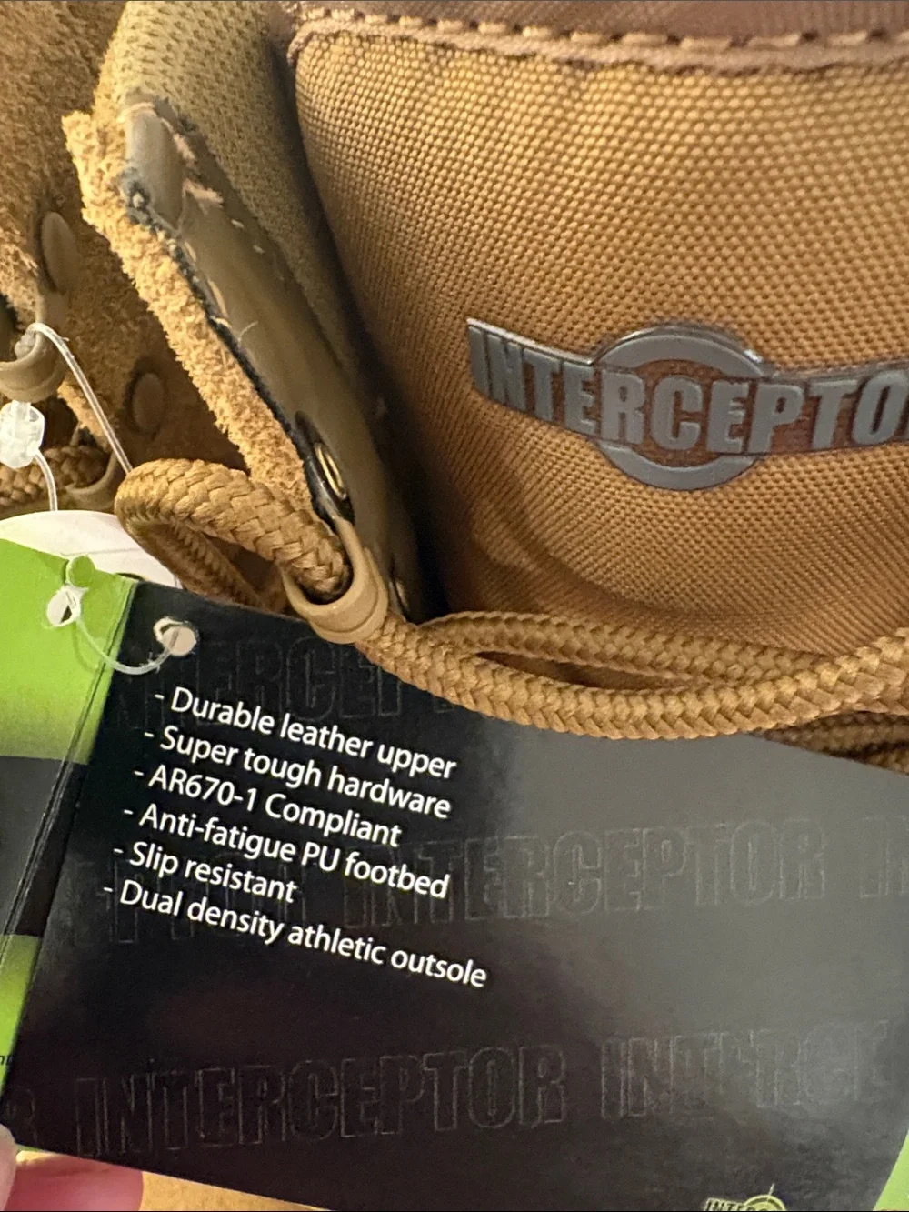 Interceptor tactical camping / hunting boots tan size 7.5